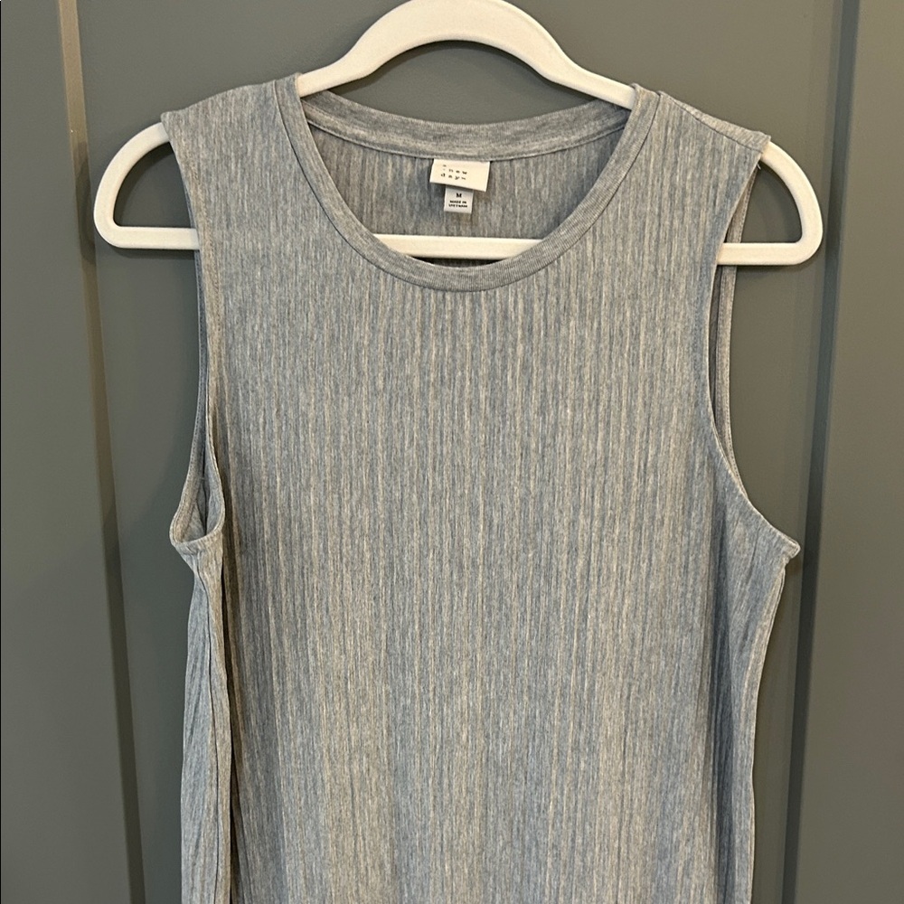a new day Light Gray Sleeveless Ribbed Dress size medium